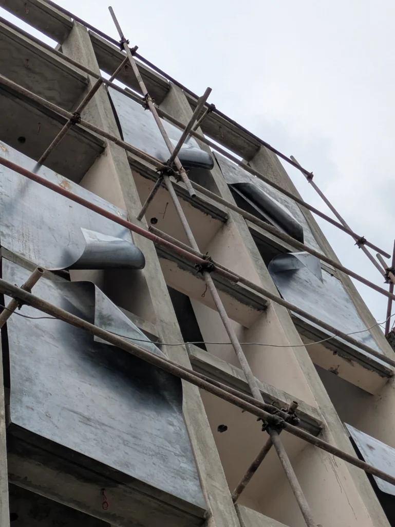 Construction site with scaffolding